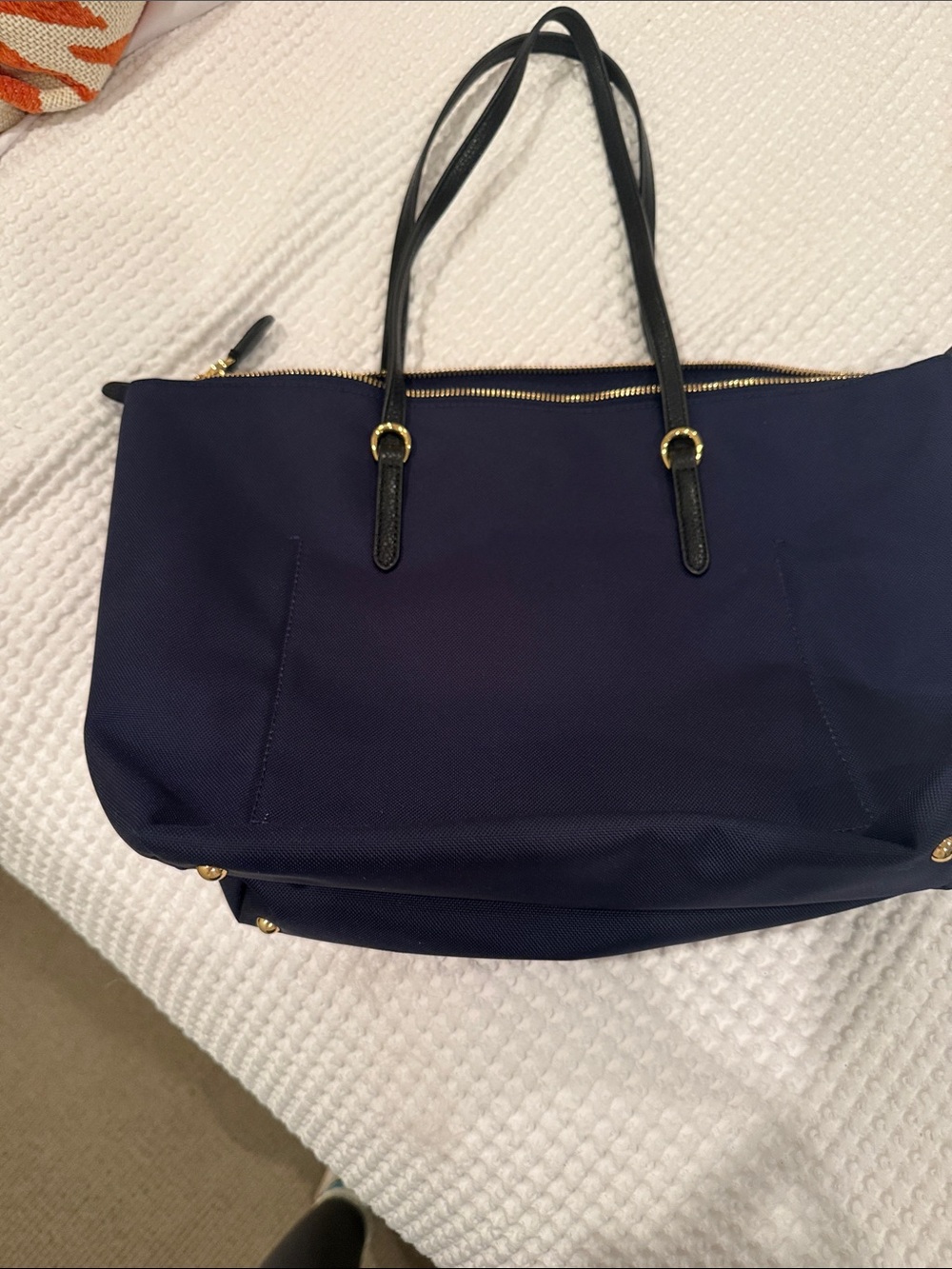 Lauren Ralph Lauren Navy and Black Tote with Gold Hardware - Picture 7 of 7